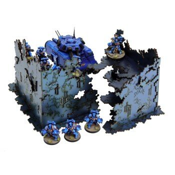 2x L-Shaped Necrotek Ruin (Blued Steel)
