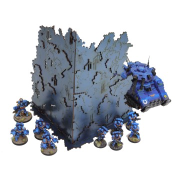Large L-shaped Necrotek Ruin 1 (Blued Steel)