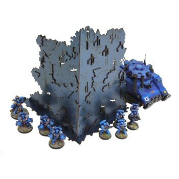 Large L-shaped Necrotek Ruin 2 (Blued Steel)