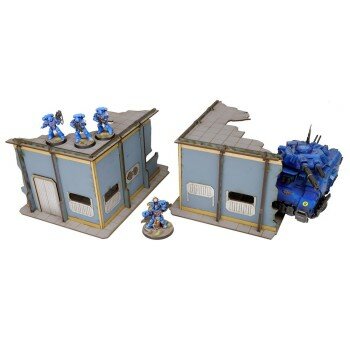 Urban Military Base L-Shape Ruined Corners (x2)