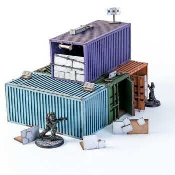 4X Damaged Stacked Containers B 4X Damaged Stacked Containers B