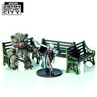 Green Ornate Benches Green Ornate Benches