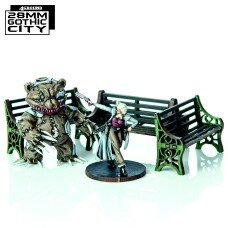 Green Ornate Benches Green Ornate Benches