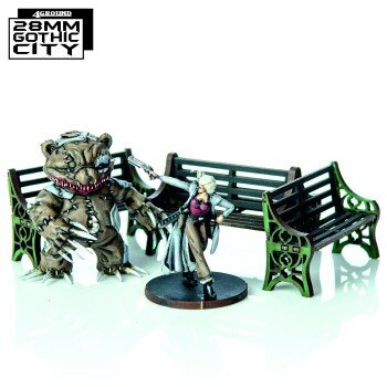 Green Ornate Benches Green Ornate Benches