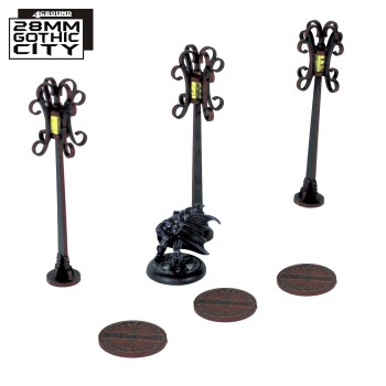 3x Sewer Cover Type B and 3x Lamp Post Type B