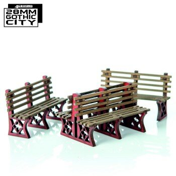 Red Iron Frame Benches Red Iron Frame Benches